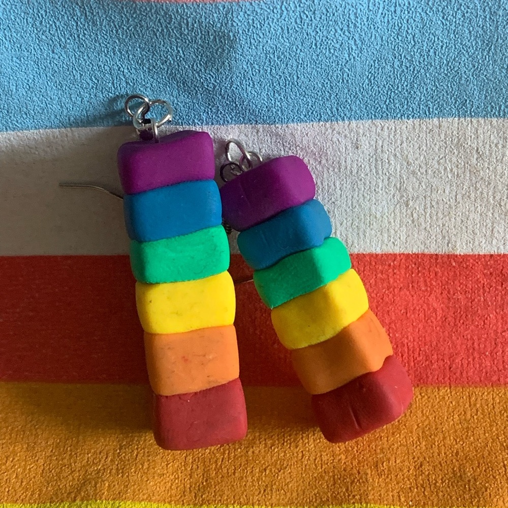 Hand made clay pride earrings